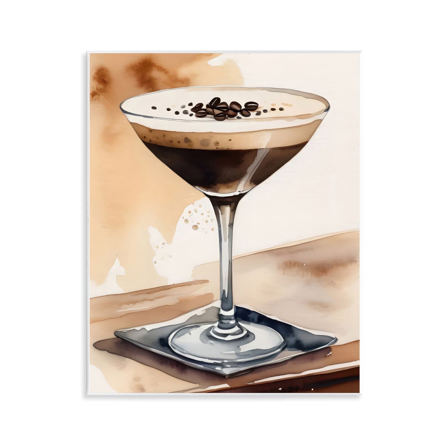 Stupell Industries Espresso Martini Watercolor Wall Plaque Art Design by LSR Design Studio