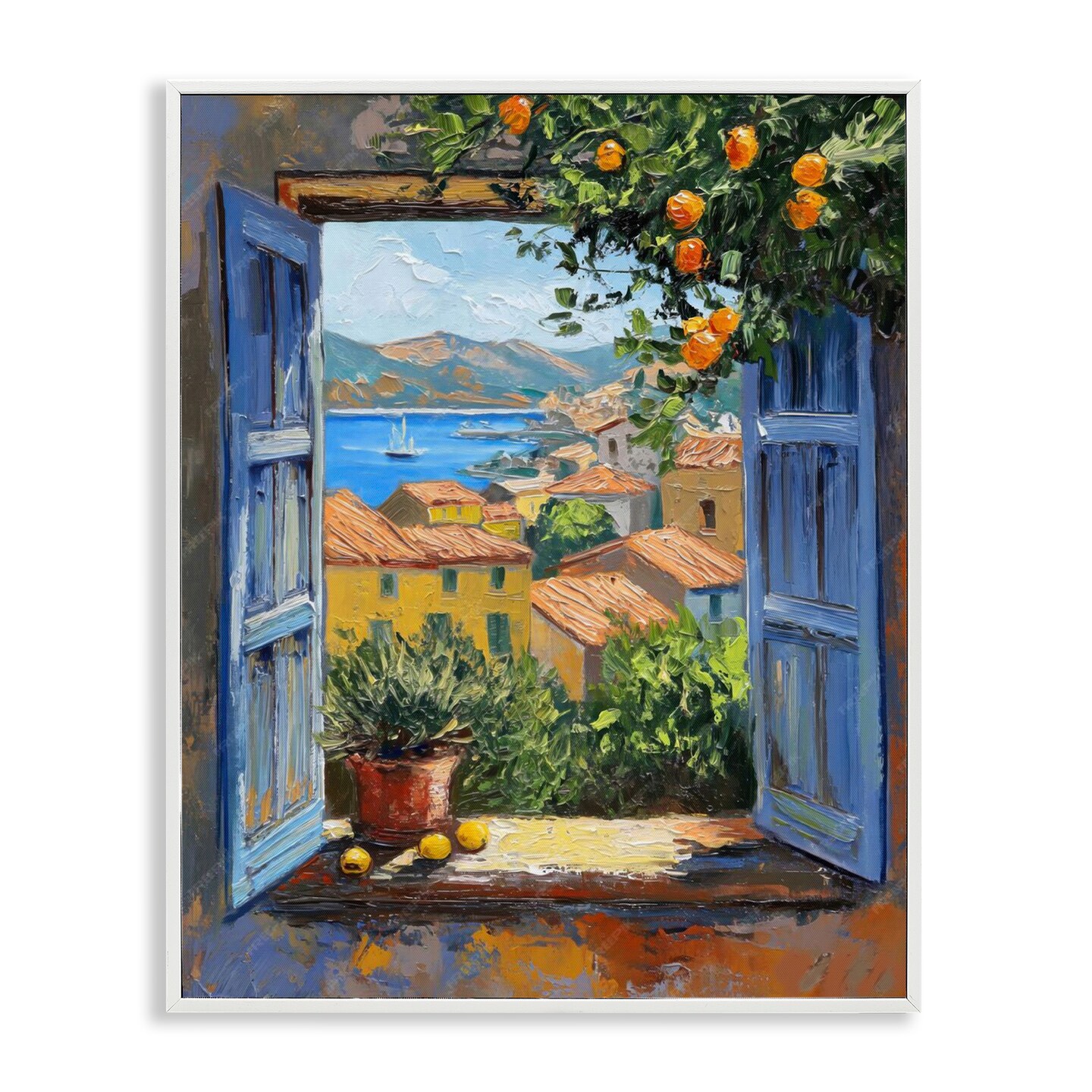 Stupell Industries Mediterranean Window View Framed Giclee Wall Art Design by LSR Design Studio