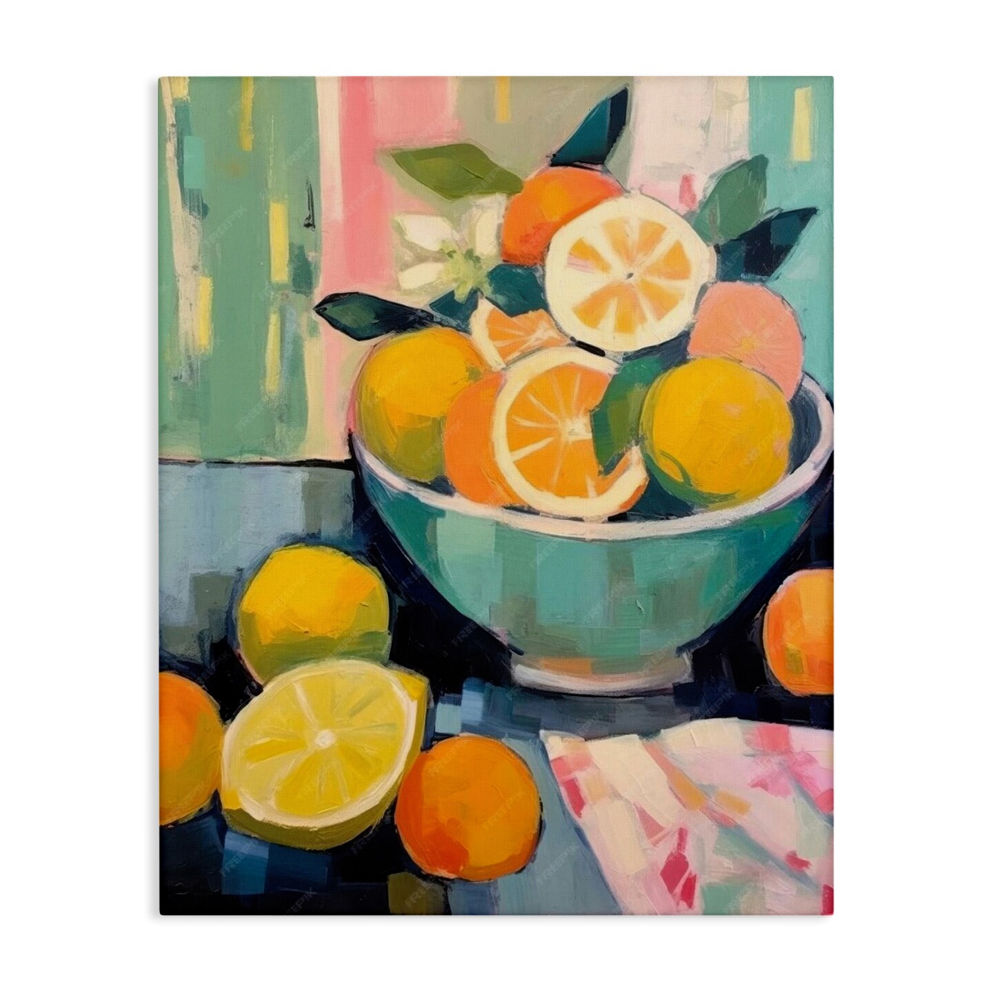 Stupell Industries Orange & Lemon Bowl Canvas Wall Art Design by LSR Design Studio