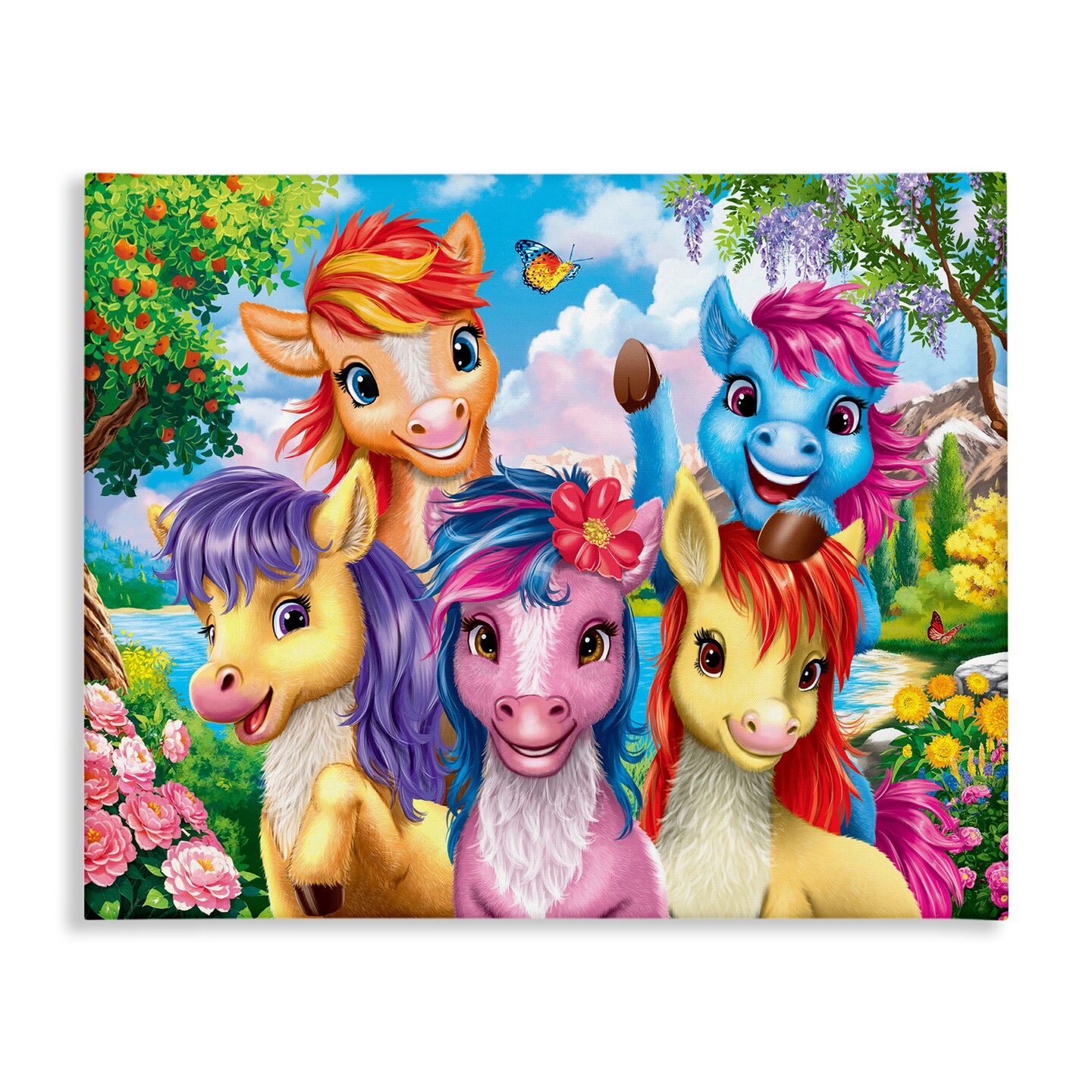 Stupell Industries Bright Ponies Selfie Canvas Wall Art Design by Image World