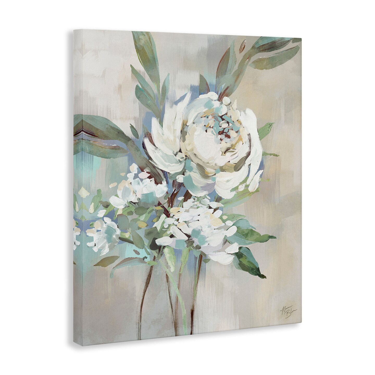 Stupell Industries Antique Rose & Baby's Breath Canvas Wall Art Design by Nina Blue