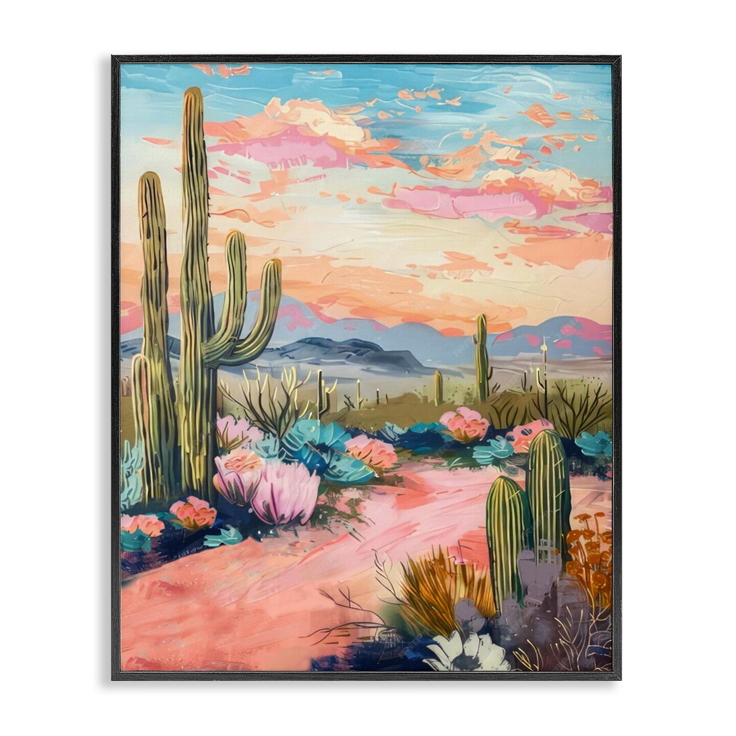 Stupell Industries Pink Desert Sunset Framed Giclee Wall Art Design by LSR Design Studio