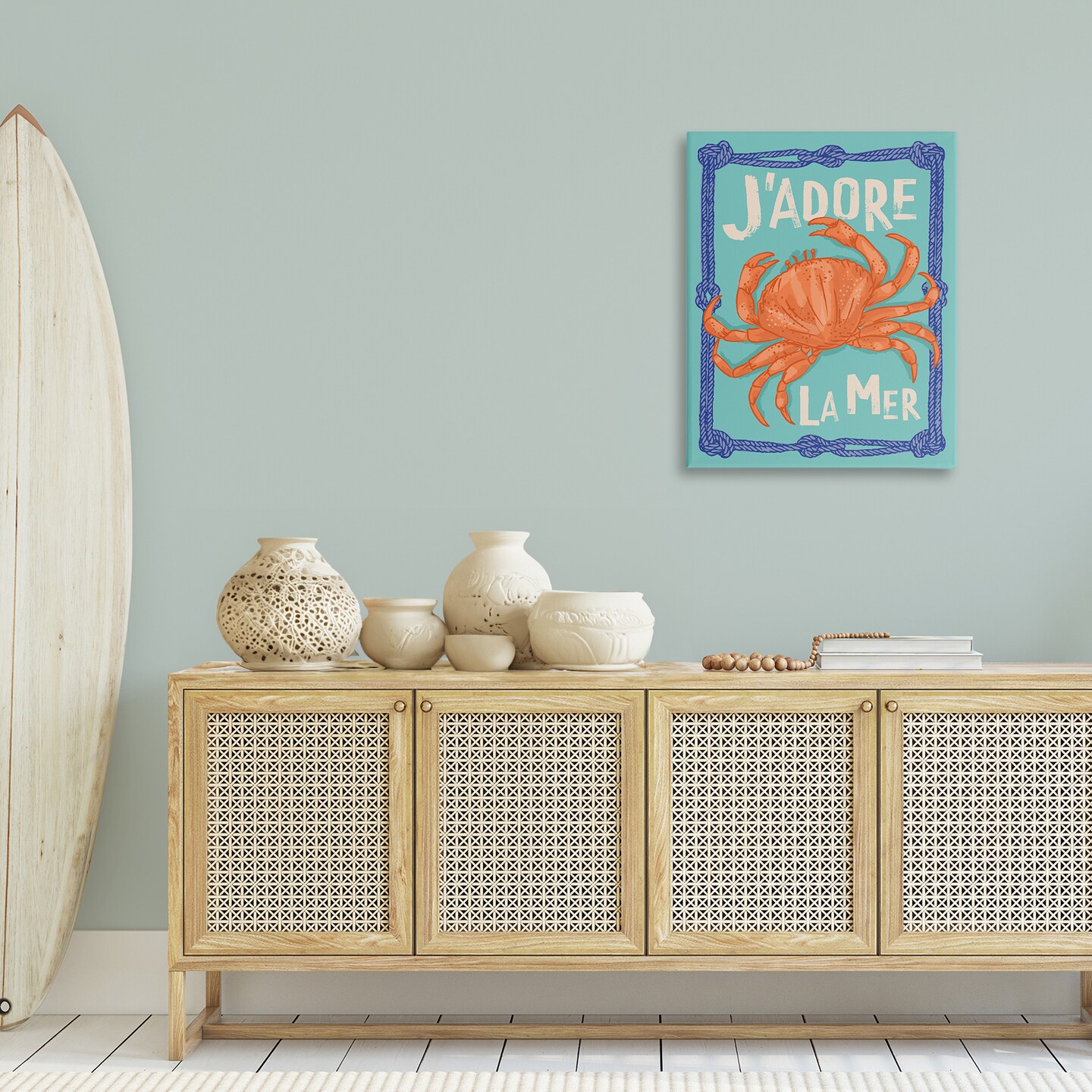 Stupell Industries J&#x27;adore La Mer Crab Canvas Wall Art Design by Lisa Perry Whitebutton