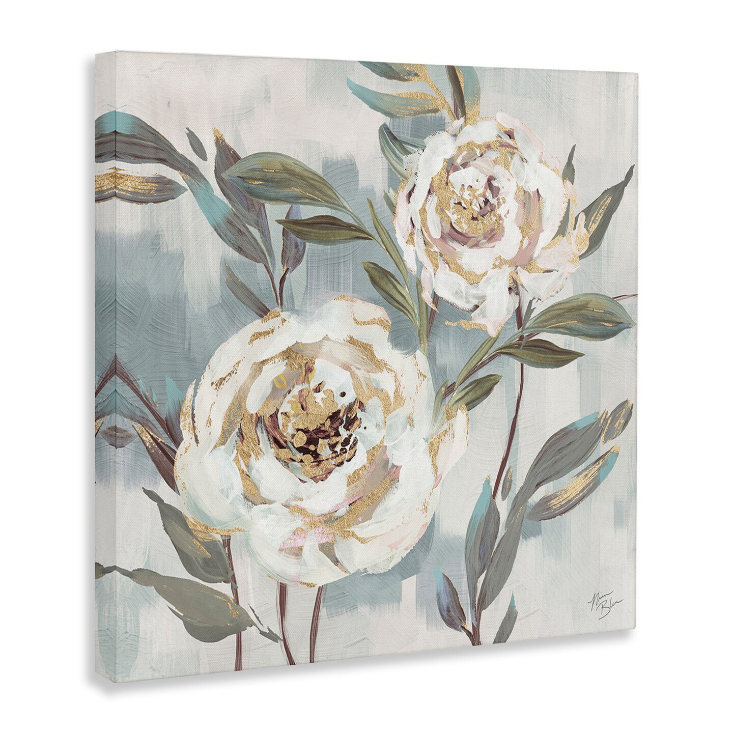 Stupell Industries Two Country Blossoms Canvas Wall Art Design by Nina Blue