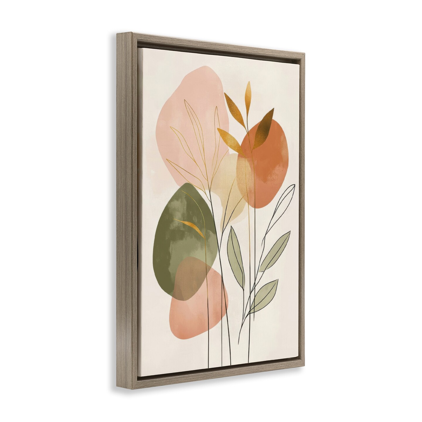 Stupell Industries Soft Organic Shape Botanicals Floater Framed Canvas Wall Art Design by LSR Design Studio