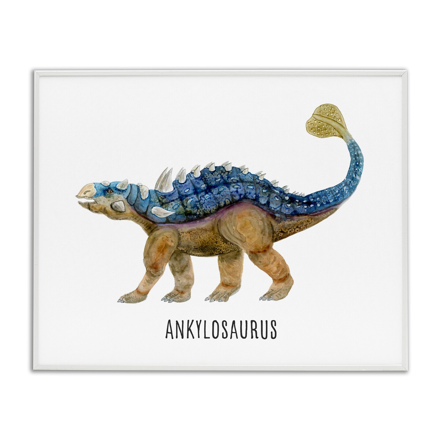 Stupell Industries Ankylosaurus Dinosaur Learning Framed Giclee Wall Art Design by Brett Blumenthal