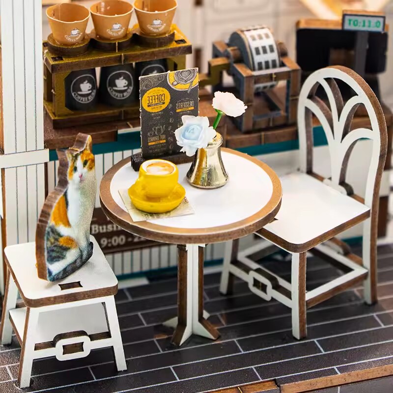 Coffee Rure Dollhouse Kit - Miniature Wizardi Roombox Kit F07M5-68-M2506