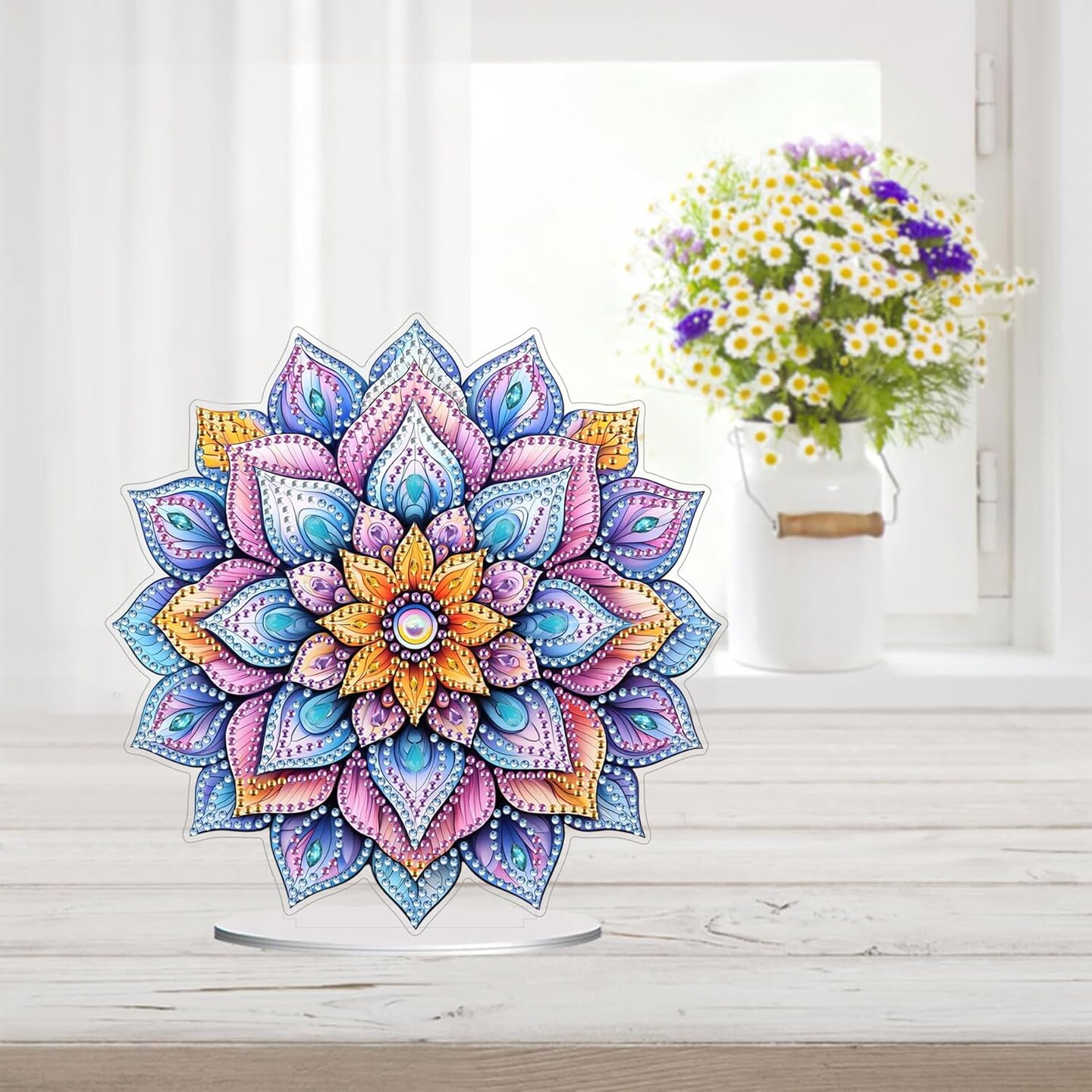 5D Mandala Diamond Art Desktop Ornament Kit – DIY Special-Shaped Rhinestone Gem Craft for Adults, Home & Office Decor, 7.87x7.87 in