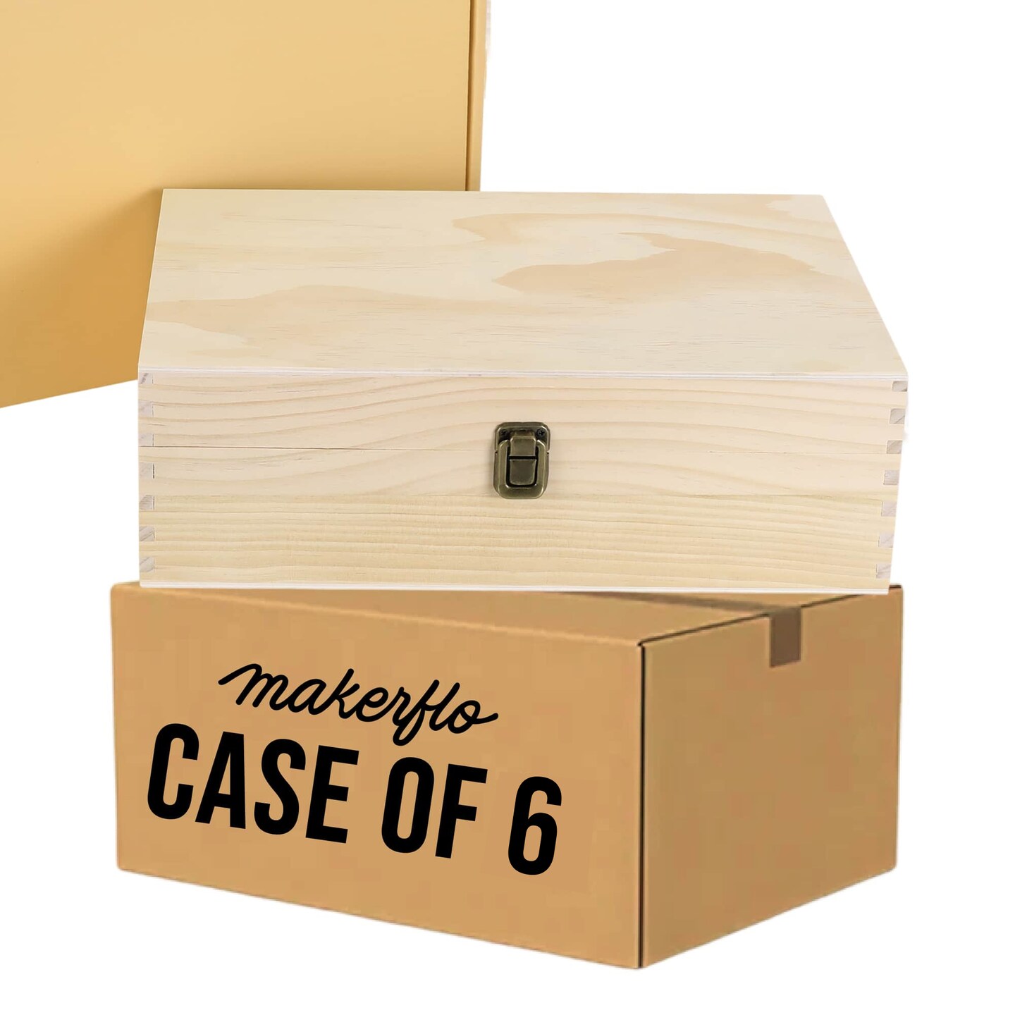 Makerflo XL Size Pine Wood Memory Box with Black Felt Inside and Hinged with Clasp of Front, Keepsake Wooden Box Ideal for Craft and Personalization (Laser Engraving, Epoxy, UV DTF, and Vinyl)