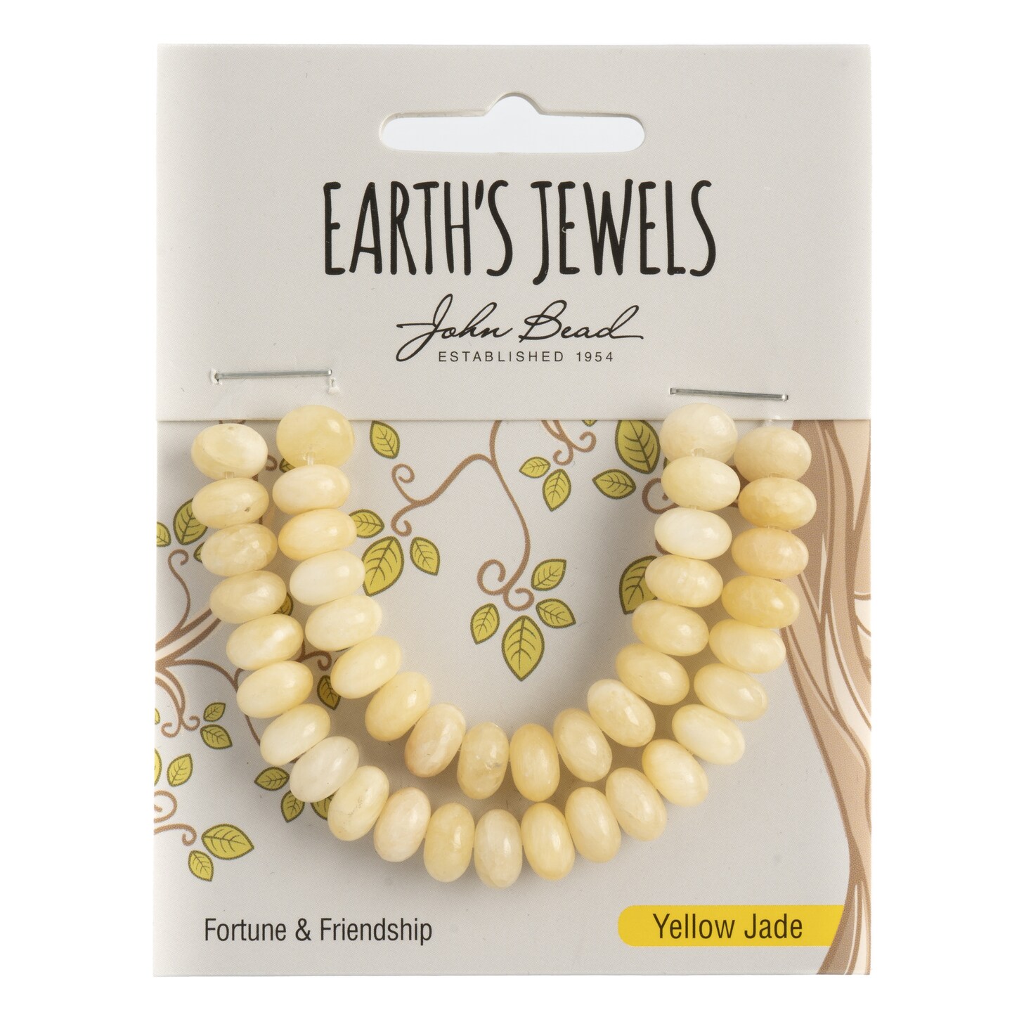 John Bead Earth's Jewels Semi-Precious Rondell 5x8mm Jade-Yellow
