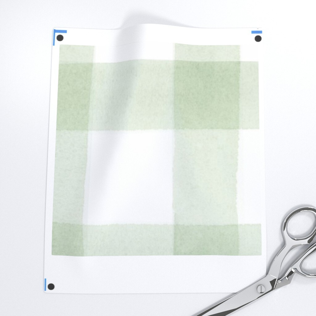 Sage Green Plaid Buffalo Check Large Scale Celery Rustic Gingham Custom Printed Fabric by Spoonflower Various Fabrics by the Yard or Fat Quarter 9002768