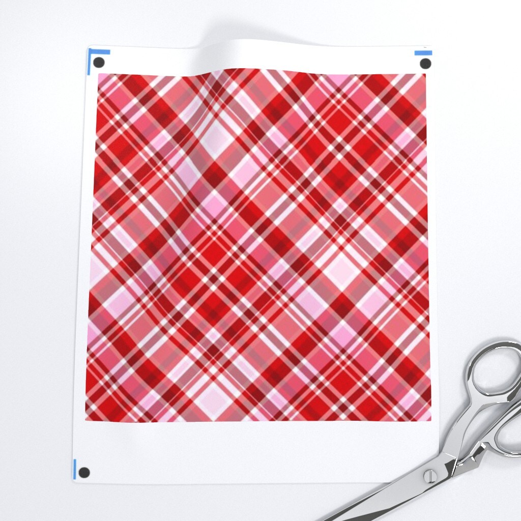 Day Plaid Red Pink Valentines Custom Printed Fabric by Spoonflower Various Fabrics by the Yard or Fat Quarter