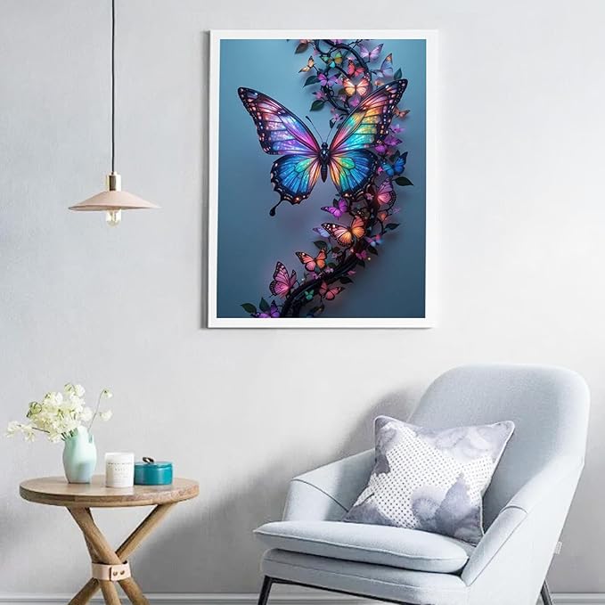 Butterfly Diamond Painting for Adults-5D Diamond Painting,Butterfly DIY Gem Painting Perfect for Relaxation and Home Wall Decor 12x16inch