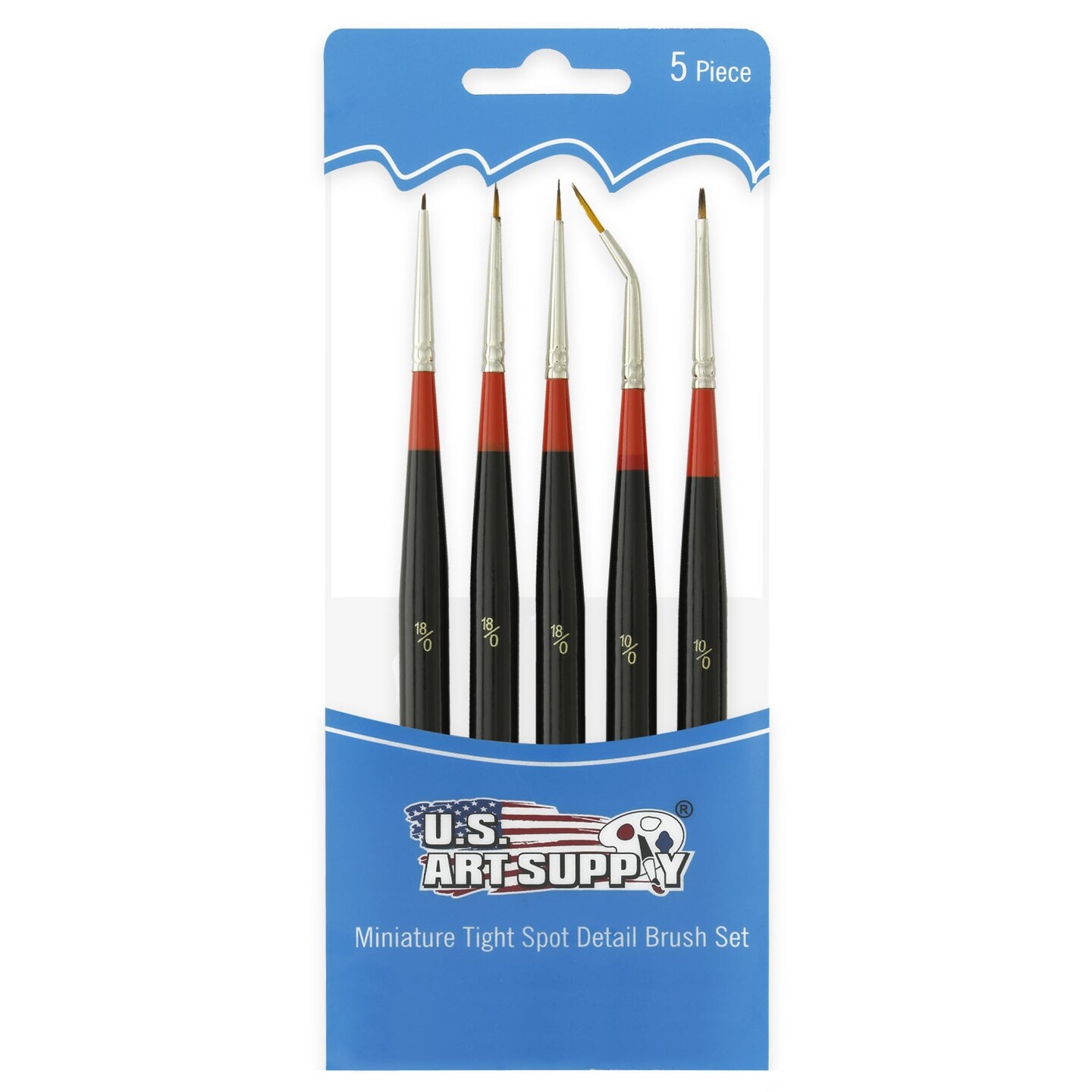 5 Piece Miniature Tight Spot Micro Fine Detail Art &#x26; Beauty Taklon Brush Set with Wood Handles