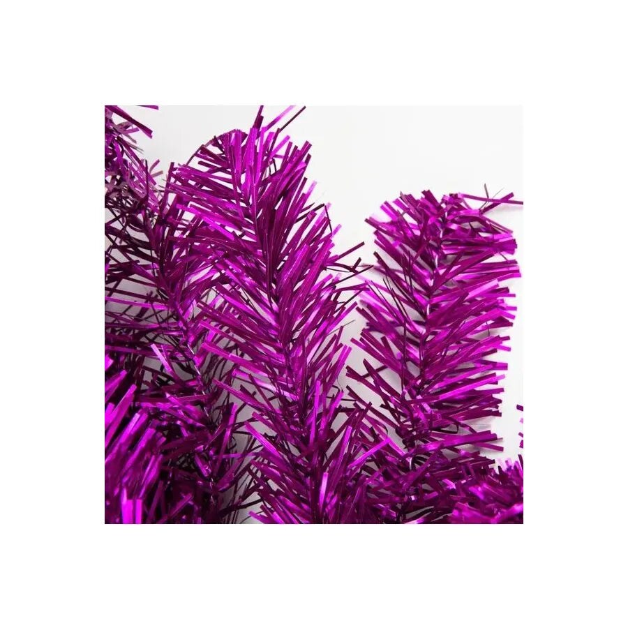 9&#x27; Purple Tinsel Garland, Unlit