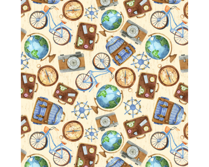 World Travels Cotton Fabric | By the Yard | Sewing and Crafting | 44 inches wide