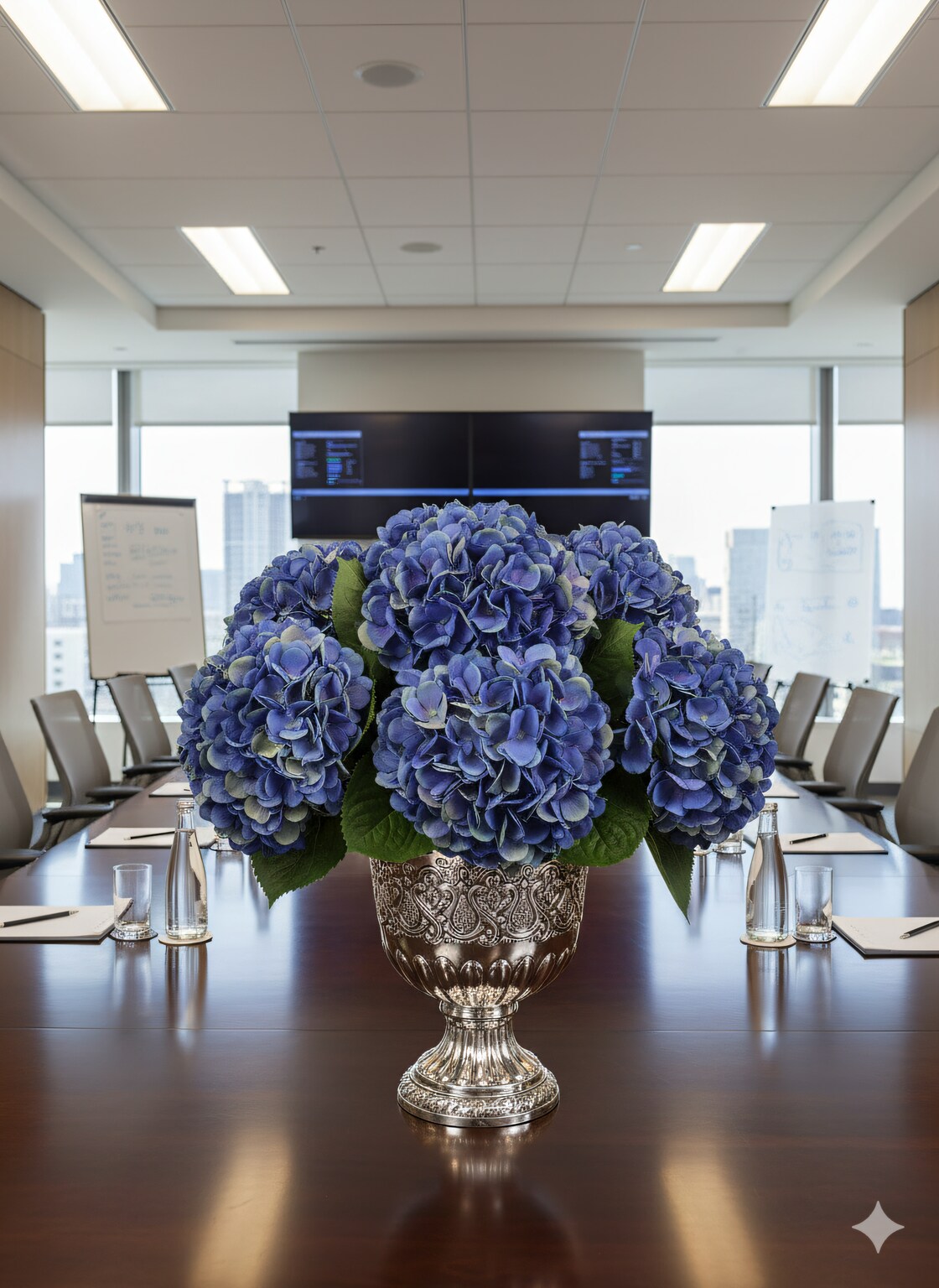 7" Dark Blue Hydrangea Bloom with 2 Layers – Artificial Flower Arrangement"