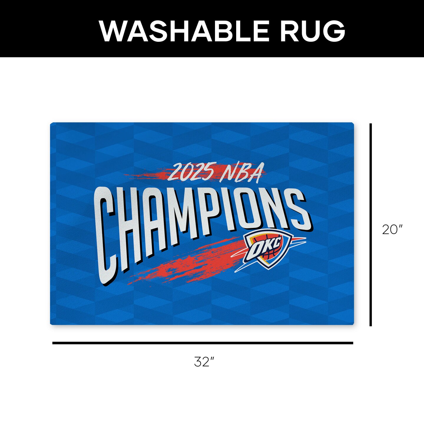 NBA Oklahoma City Thunder 2025 Champs Worthy Washable Rug 20 x 32 inches