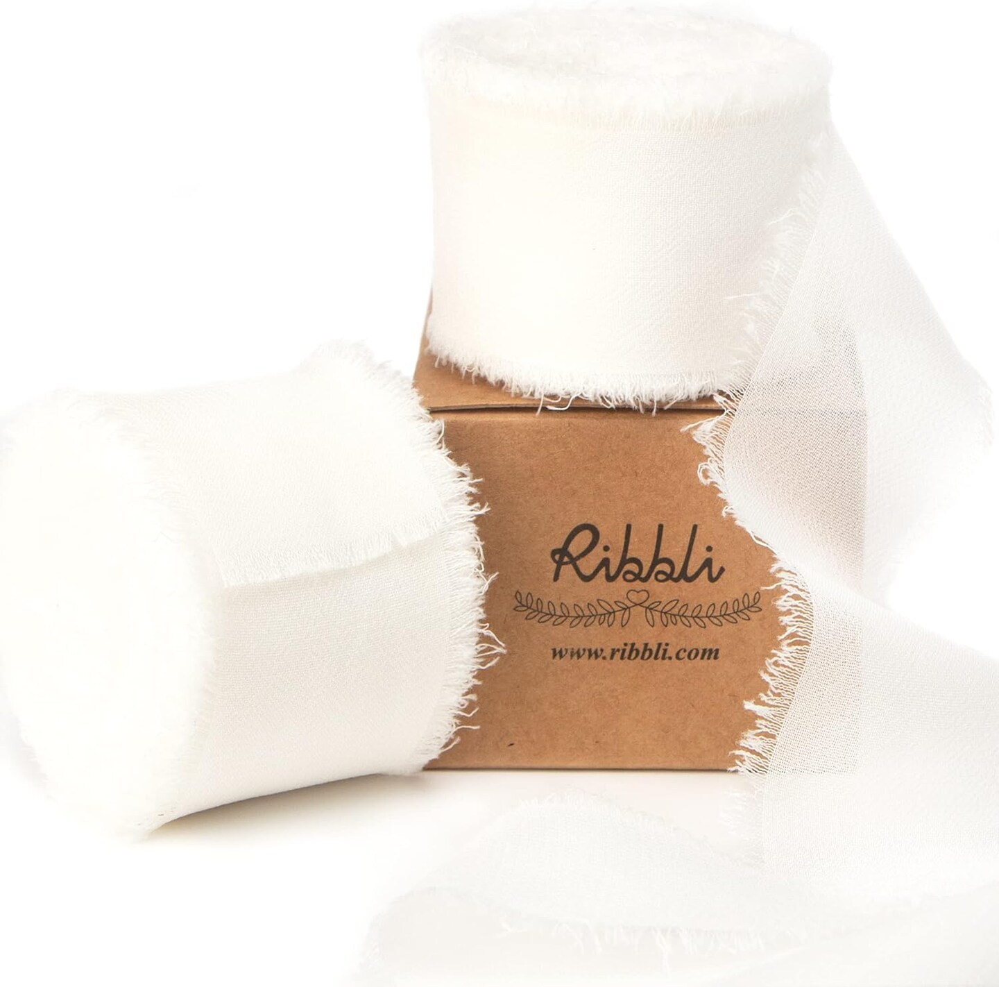 White Chiffon Ribbon 1-1/2 inch x 20 Yard Handmade