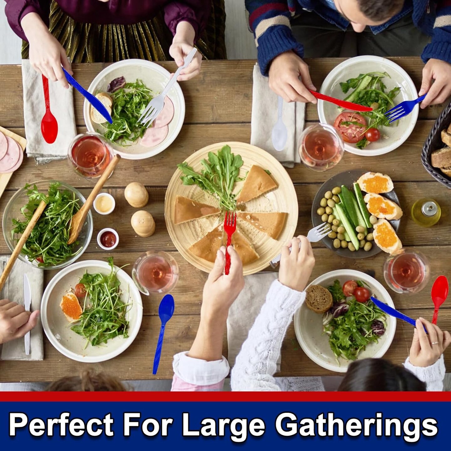 180pcs Patriotic Cutlery Set – 60 Forks, Knives & Spoons for 4th of July & Memorial Day