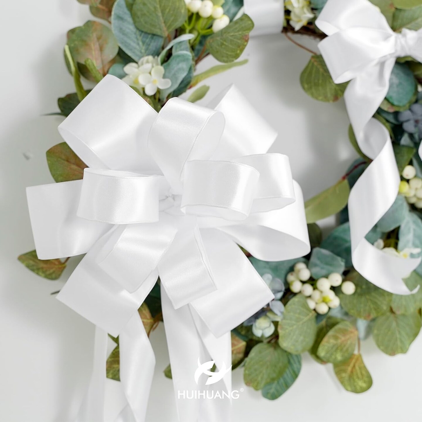 White Wired Satin Ribbon 2.5 inch Double-Faced Satin