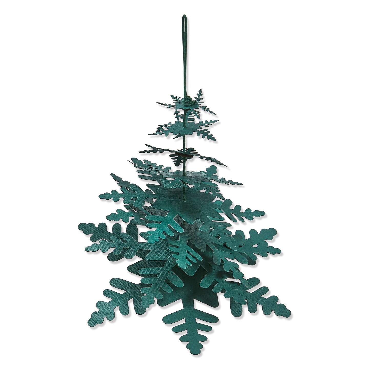 Paper Snowflake Tree Decor - Dark Green Holiday Sculpture, 5" H x 6.37" L x 6.37" W, Festive Christmas Decoration