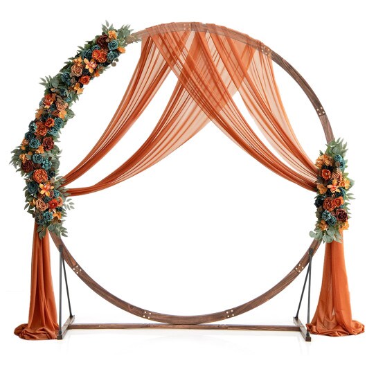 Rustic Brown Wooden Wedding Arch with Fir Wood Frame and Metal Stakes for Outdoor Events
