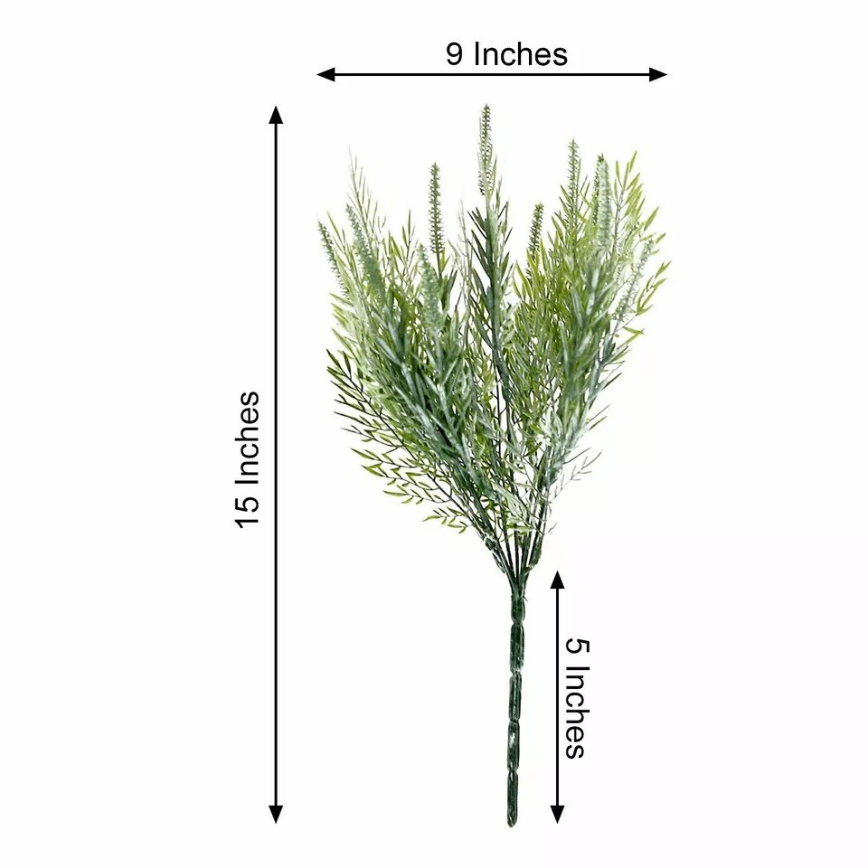 2 Frosted Green 15&#x22; ARTIFICIAL Sagebrush LEAVES Faux Greenery Stems Party Events