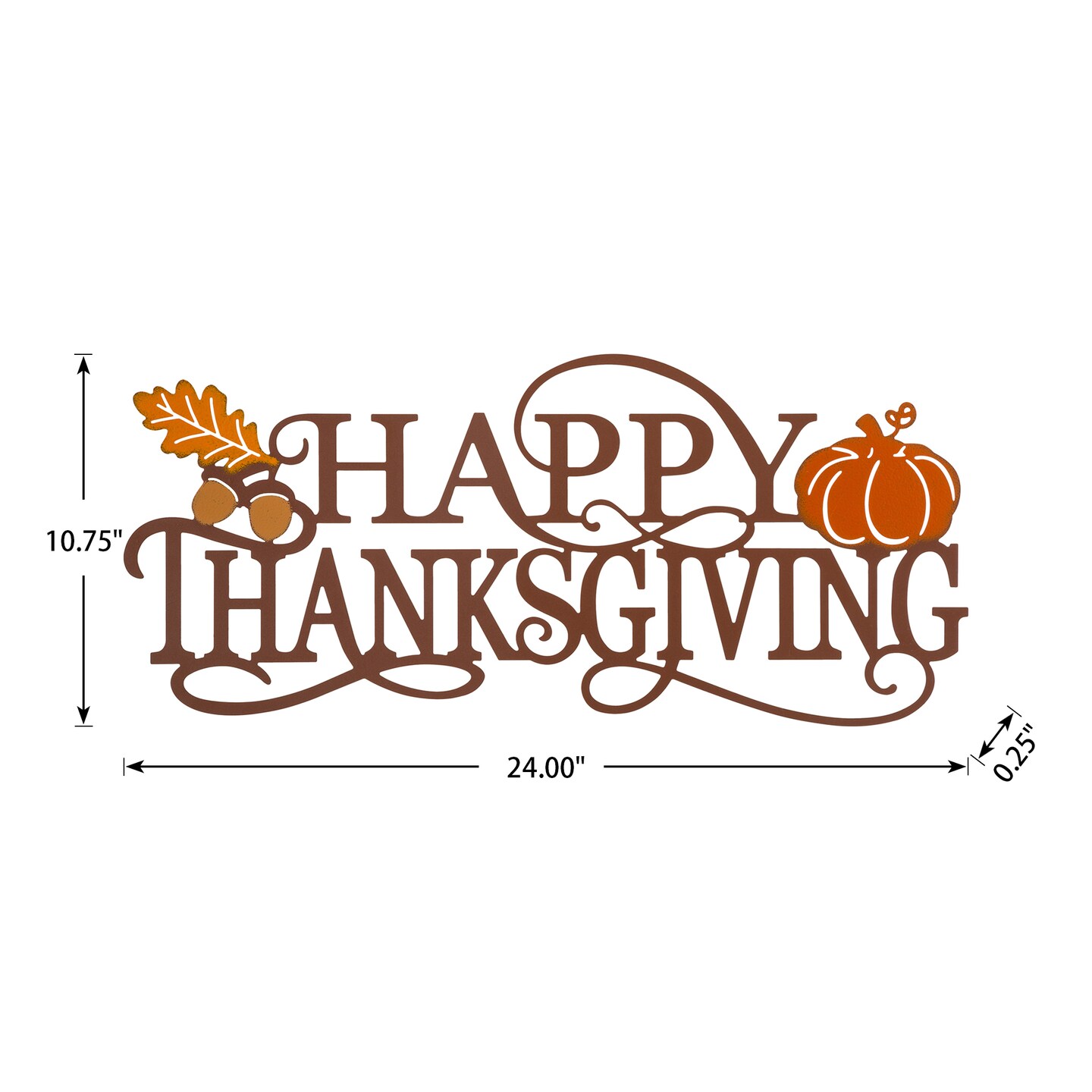 Set of 2 24&#x22;L Metal &#x22;HAPPY THANKSGIVING&#x22; Wall D&#xE9;cor