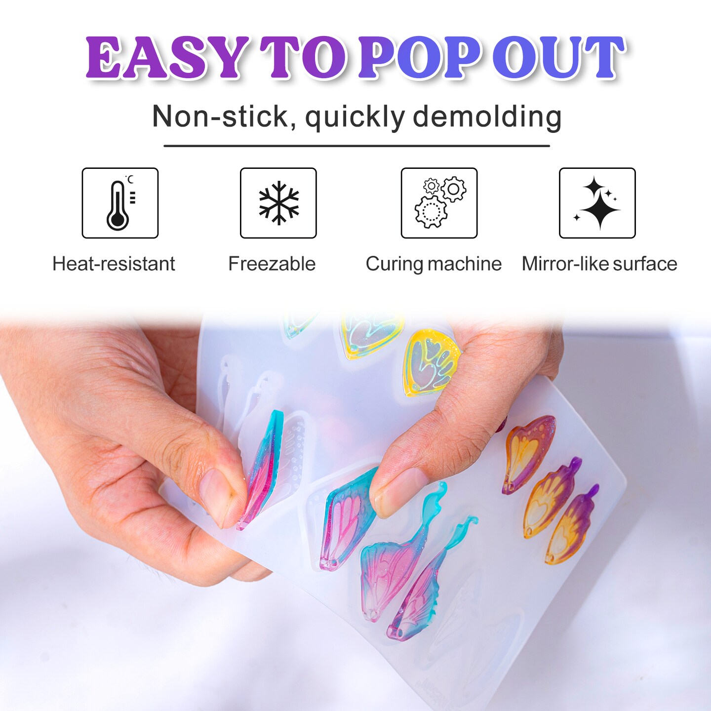 LET'S RESIN Resin Earring Molds, 2 Pcs Resin Molds Silicone with Butterfly Moth Wings Shapes, Silicone Molds for Resin Jewelry, DIY Art Craft