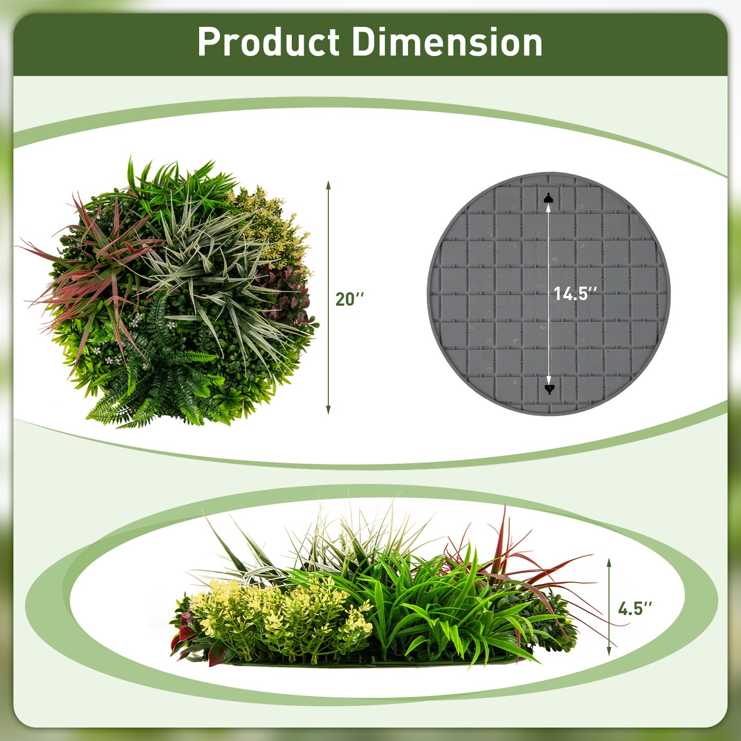 2 Pack Square Framed Artificial Foliage Wall Art - 20&#x22; x 20&#x22; ( L x W)