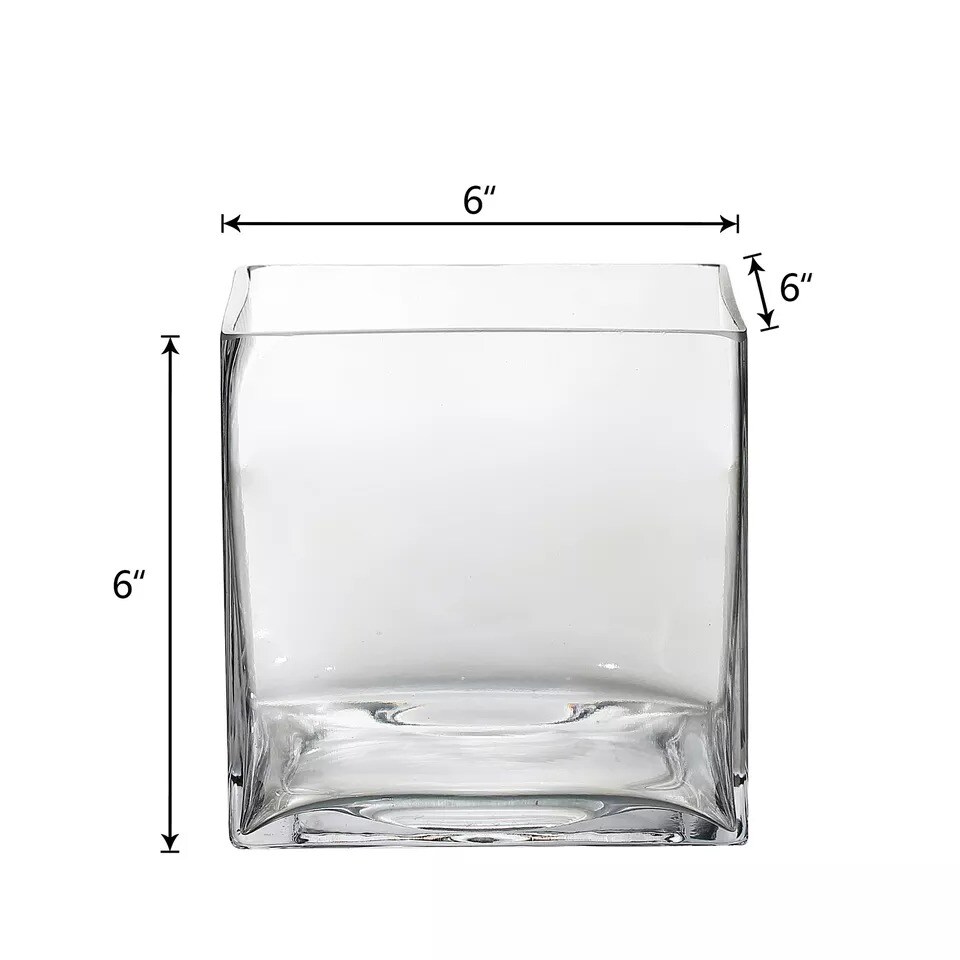 6 pcs 6-Inch tall Clear Glass Cube Vases Centerpieces Wedding Party Supplies