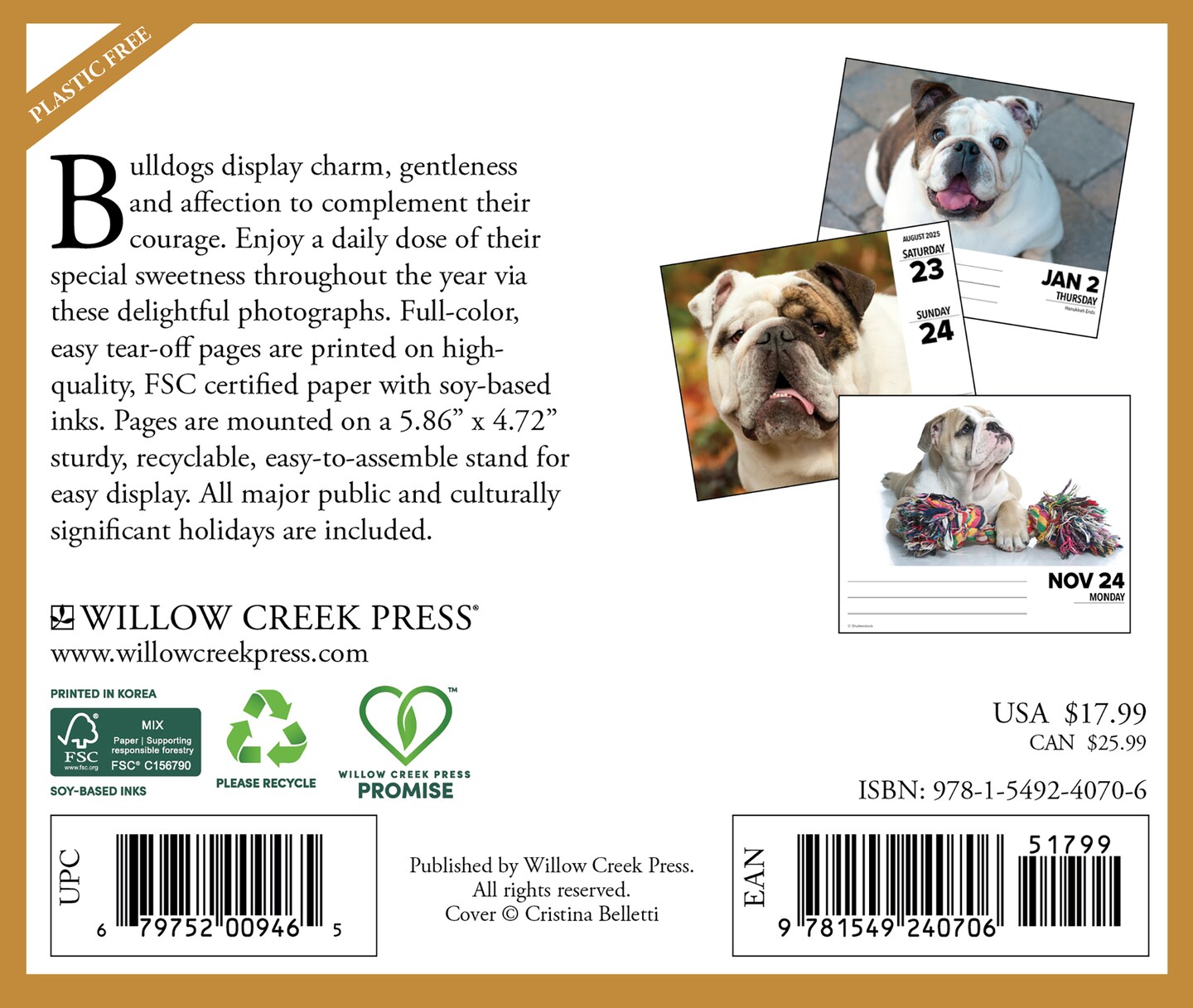 Just Bulldogs 2025 Box Calendar - Dog Breed Daily Desktop