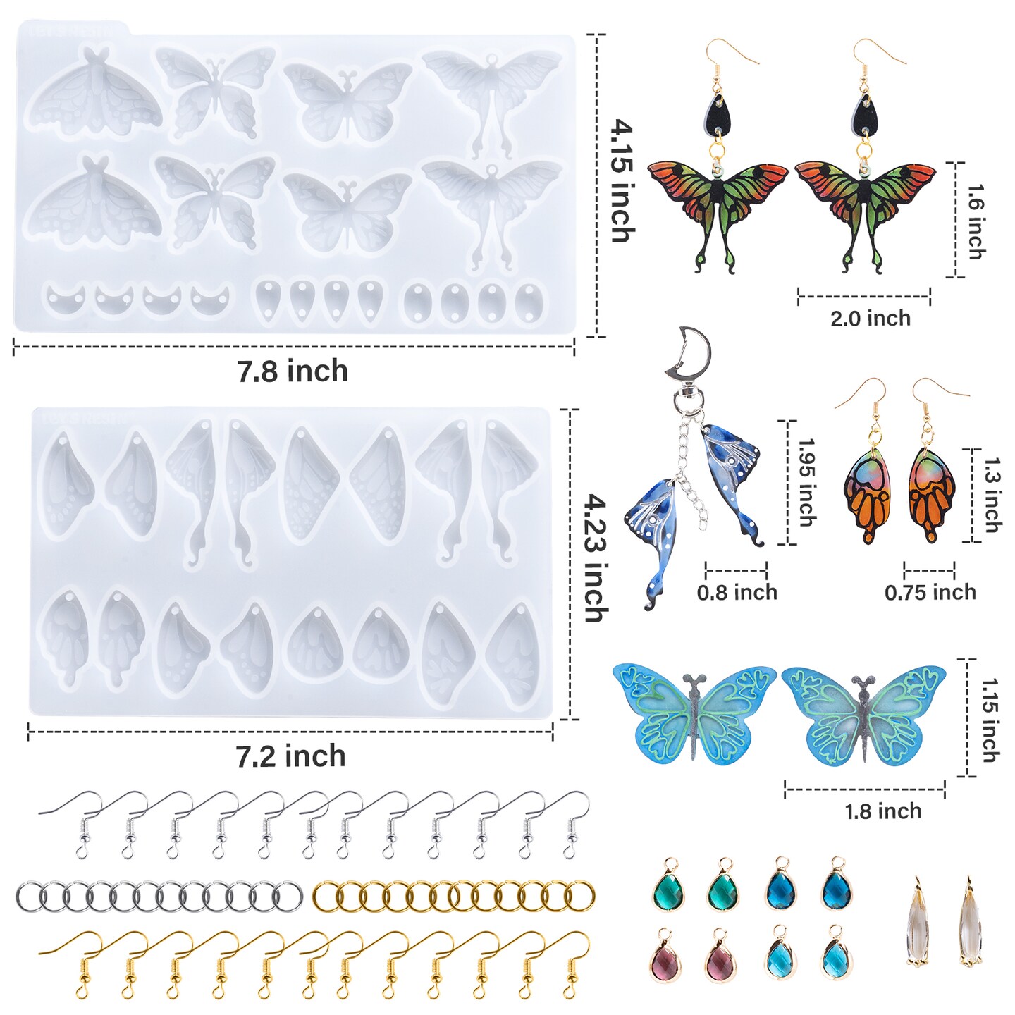 LET'S RESIN Resin Earring Molds, 2 Pcs Resin Molds Silicone with Butterfly Moth Wings Shapes, Silicone Molds for Resin Jewelry, DIY Art Craft