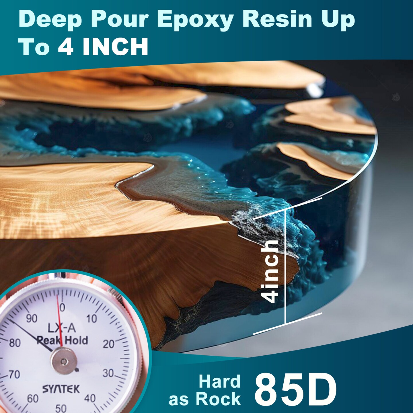 LET&#x27;S RESIN EPOXY RESIN Deep Pour Epoxy Resin, 51OZ 2-4 inch Clear Epoxy Resin Kit,Bubble Free Low Odor 2:1 Low Viscosity Casting for River Table,Wood,Flower Preservation, Art Crafts