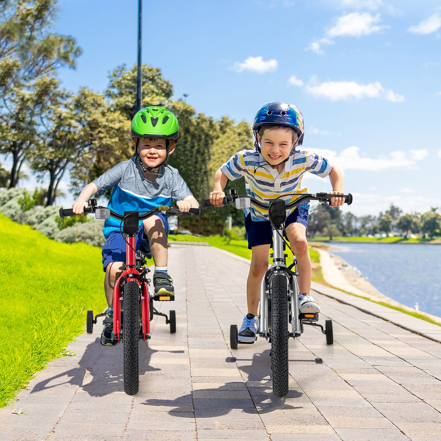 16-Inch Kids Bike Bicycle for Boys Girls 4-7 Adjustable with High Carbon Steel Frame - 45&#x22; x 21&#x22;x 28.5&#x22; (L x W x H)