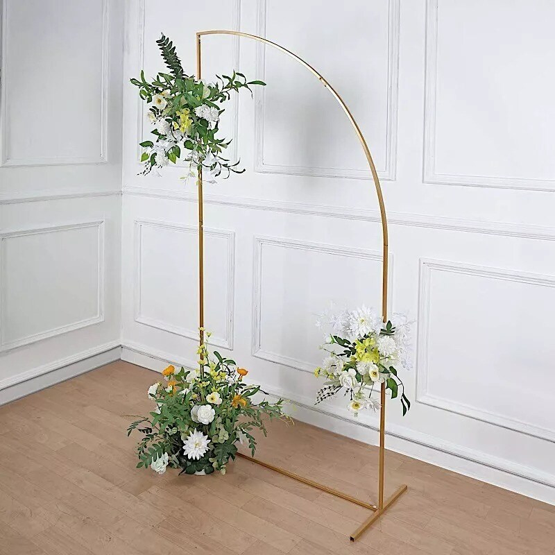 5ft Gold Metal Floral Display Frame Half Moon BACKDROP STAND Wedding Arch Party