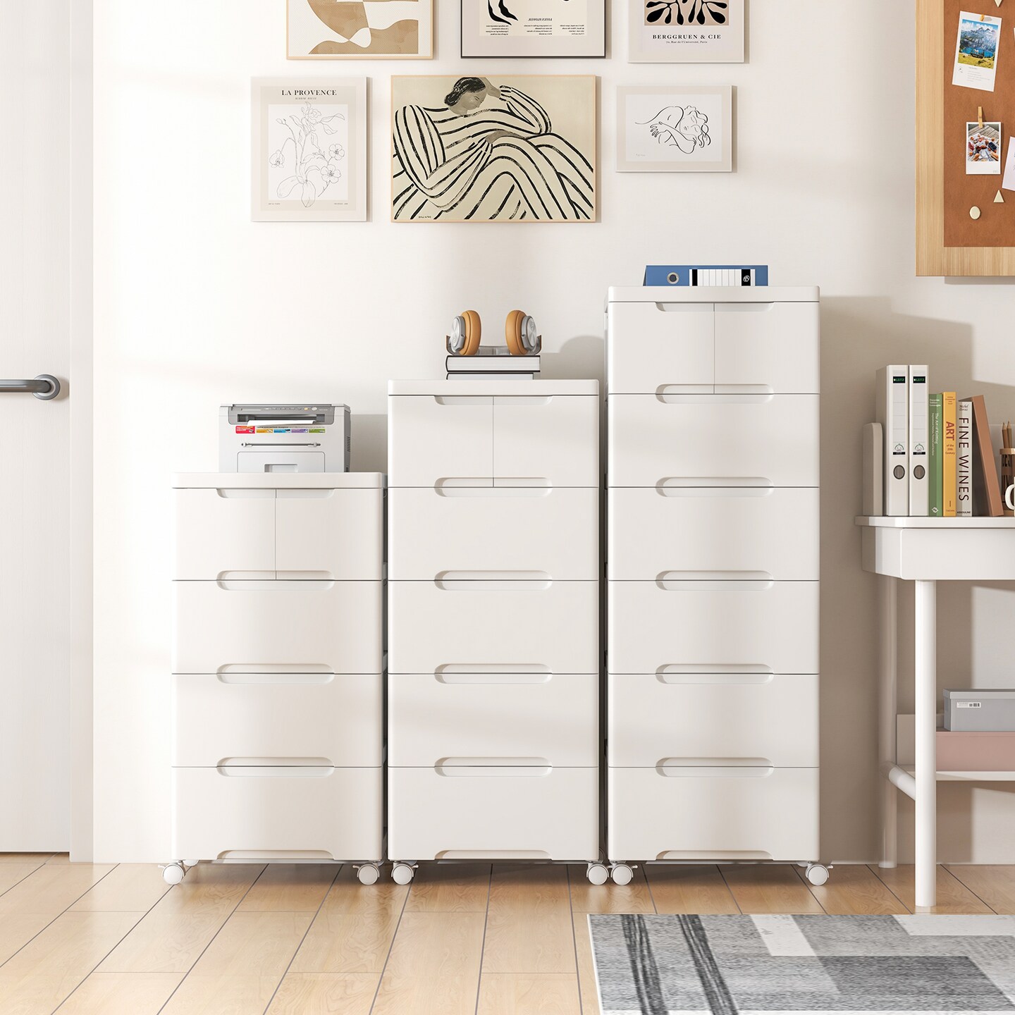 Rolling Storage Cabinet with Universal Wheels-5 Drawers