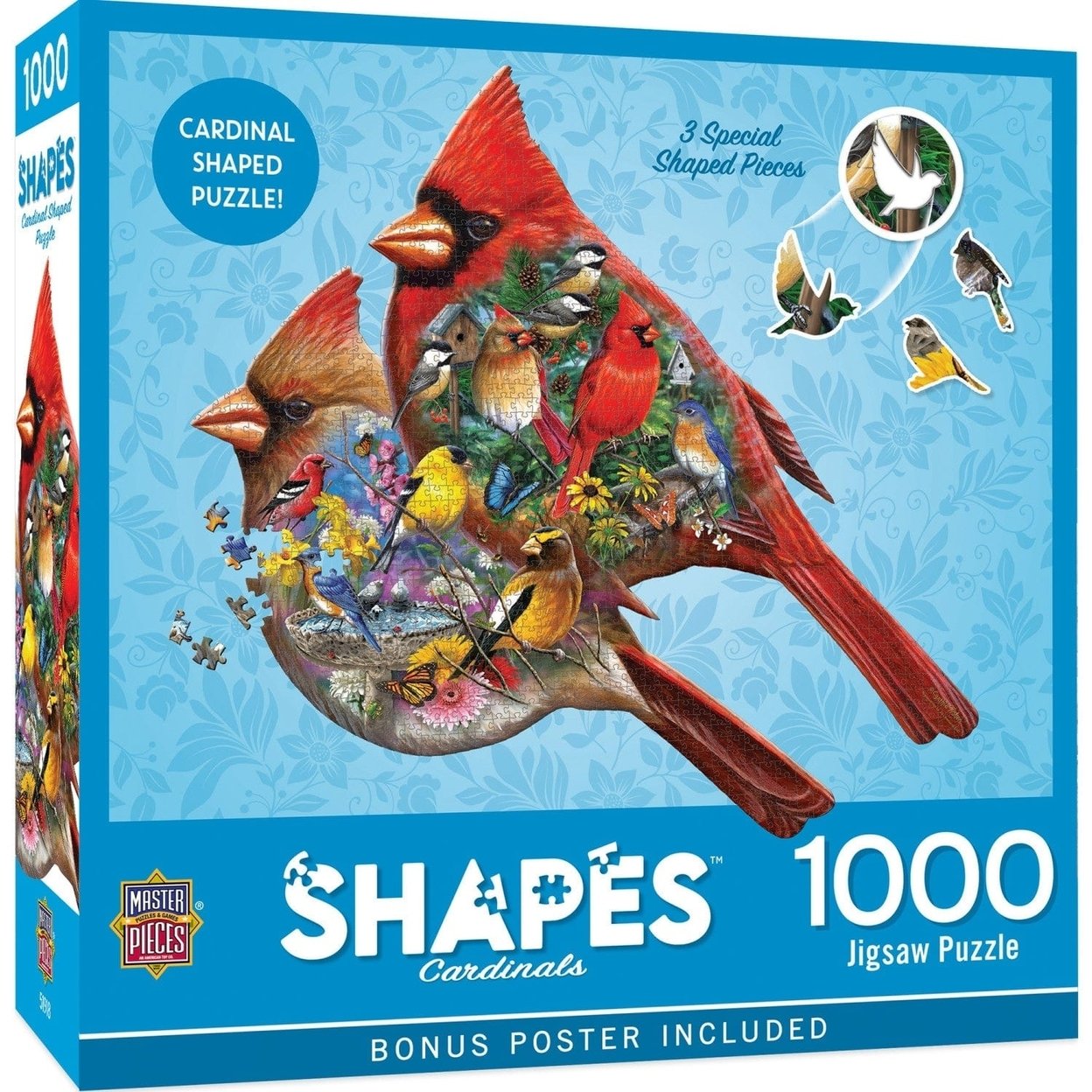 Contours Cardinals 1000 Piece Shaped Jigsaw Puzzle Colorful Summer Design
