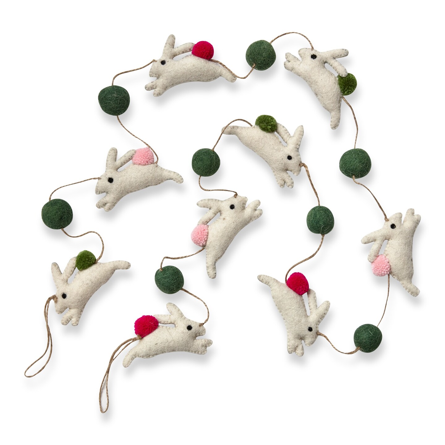Easter Bunny Wool Felt Garland - Colorful Decorative Wall Banner for Spring &#x26; Summer Holiday Decor, 78&#x22; Long