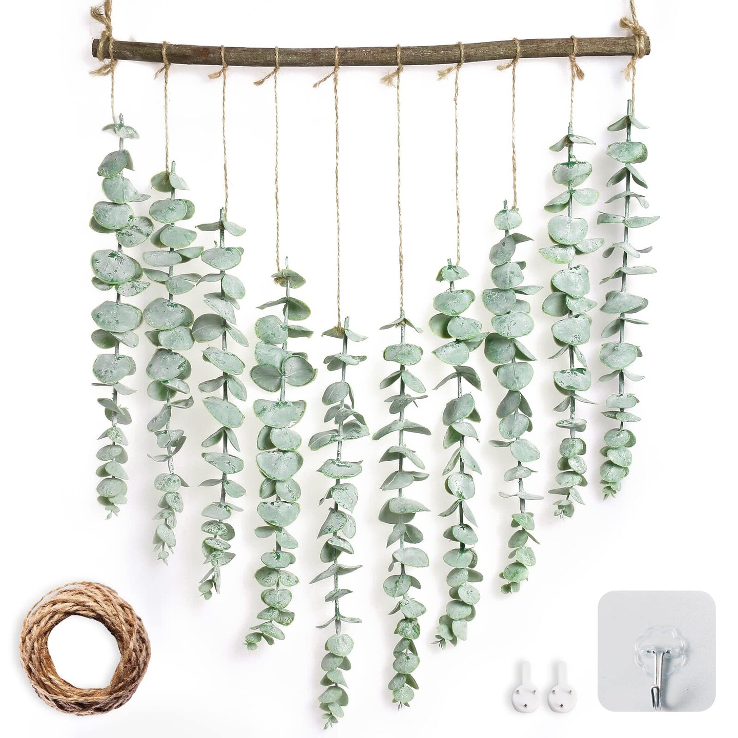 Bestjing Artificial Eucalyptus Wall Hanging Decor - Fake Eucalyptus Leaves Greenery Eucalyptus Vines Wall Hanging Plants - Farmhouse Rustic Boho Wall Decor for Bathroom Bedroom Livingroom Decorations