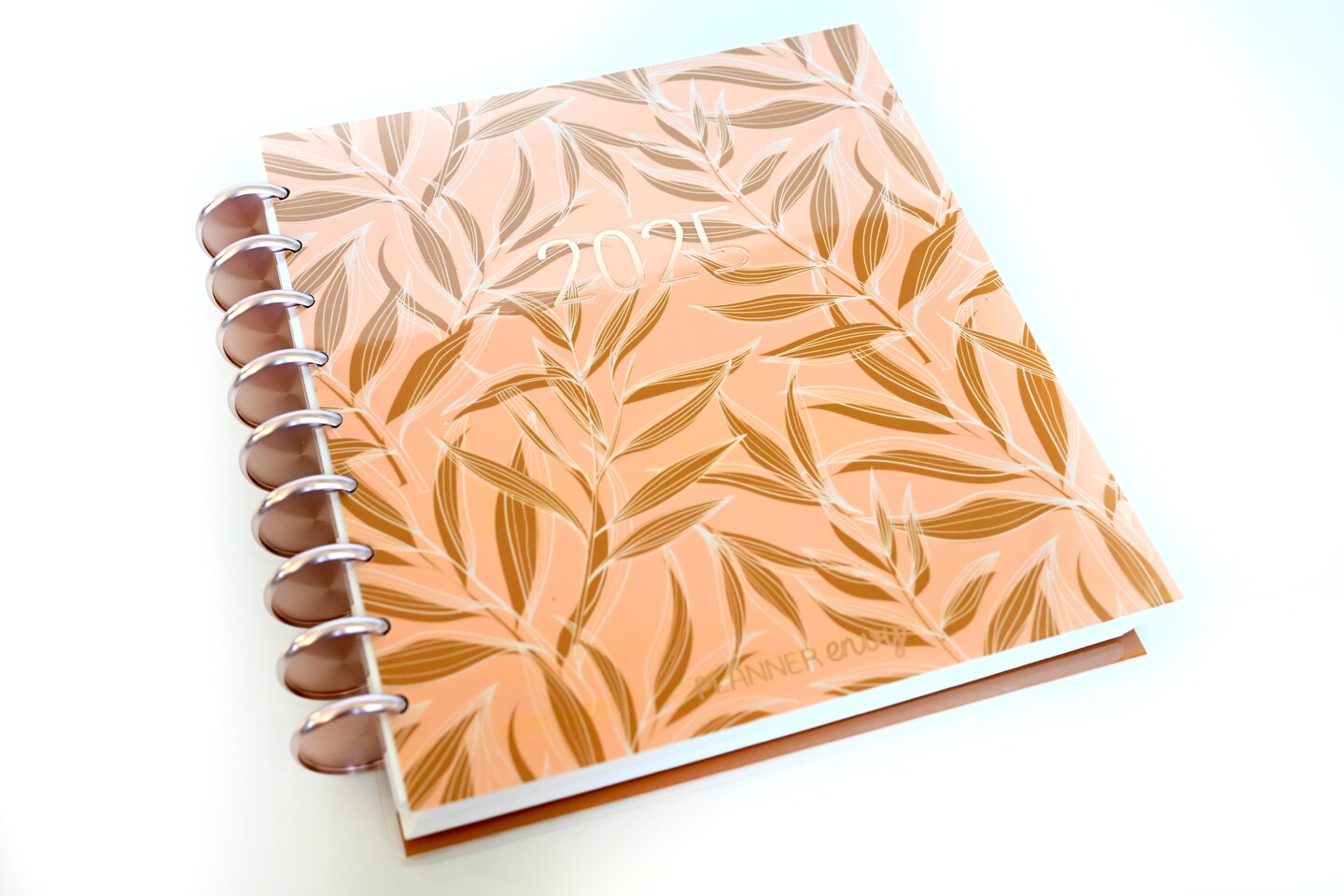2025 Planner - Horizontal Layout, Disc Bound - &#x22;Golden Leaves&#x22; (#707)