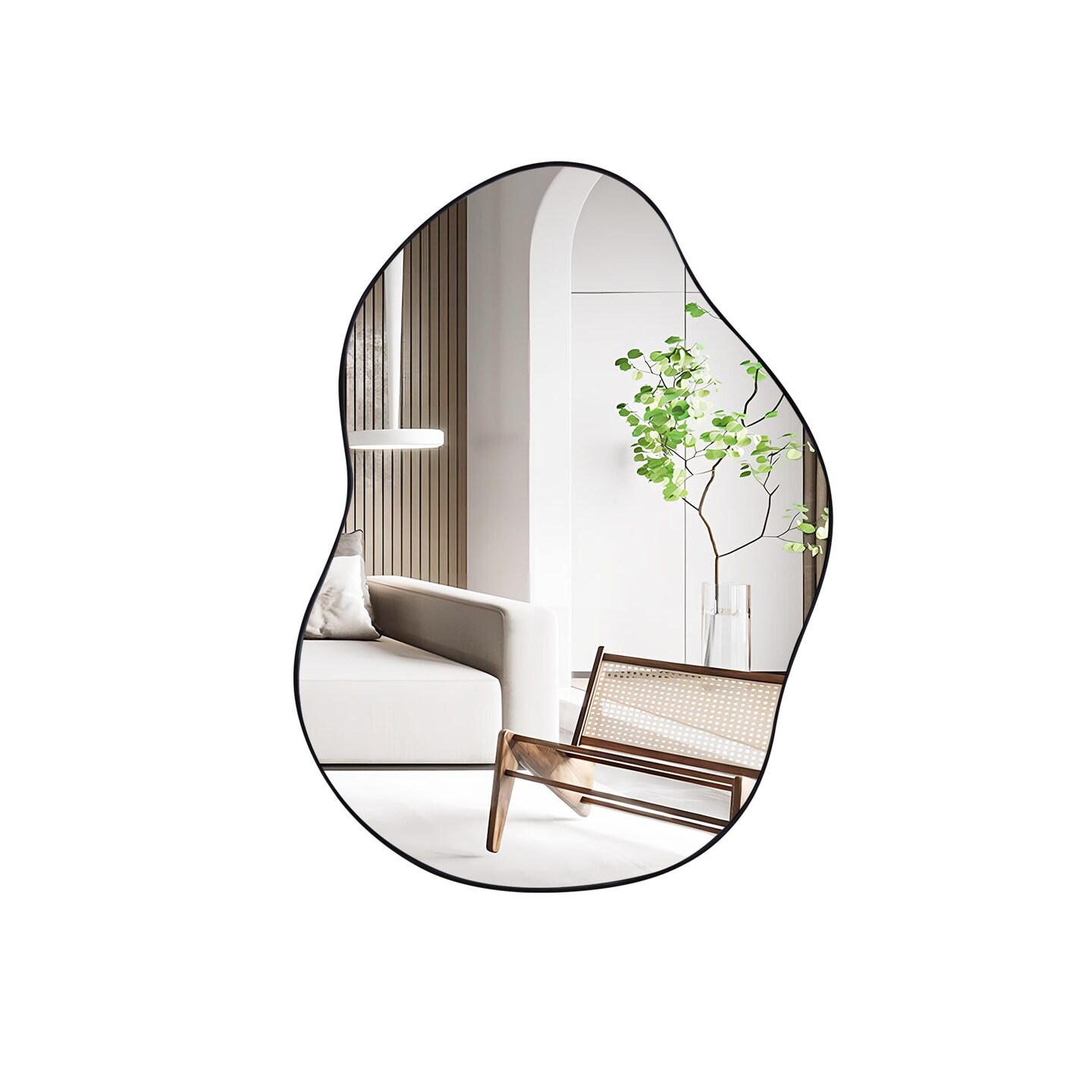Irregular Wall Mounted Mirror with Premium Back Board-Black