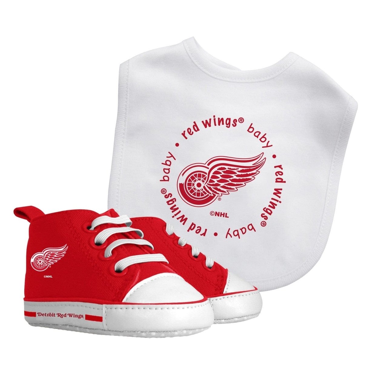 Detroit Red Wings Baby Gift Set 2 Piece Bib And Pre-Walkers Team Logo Cotton