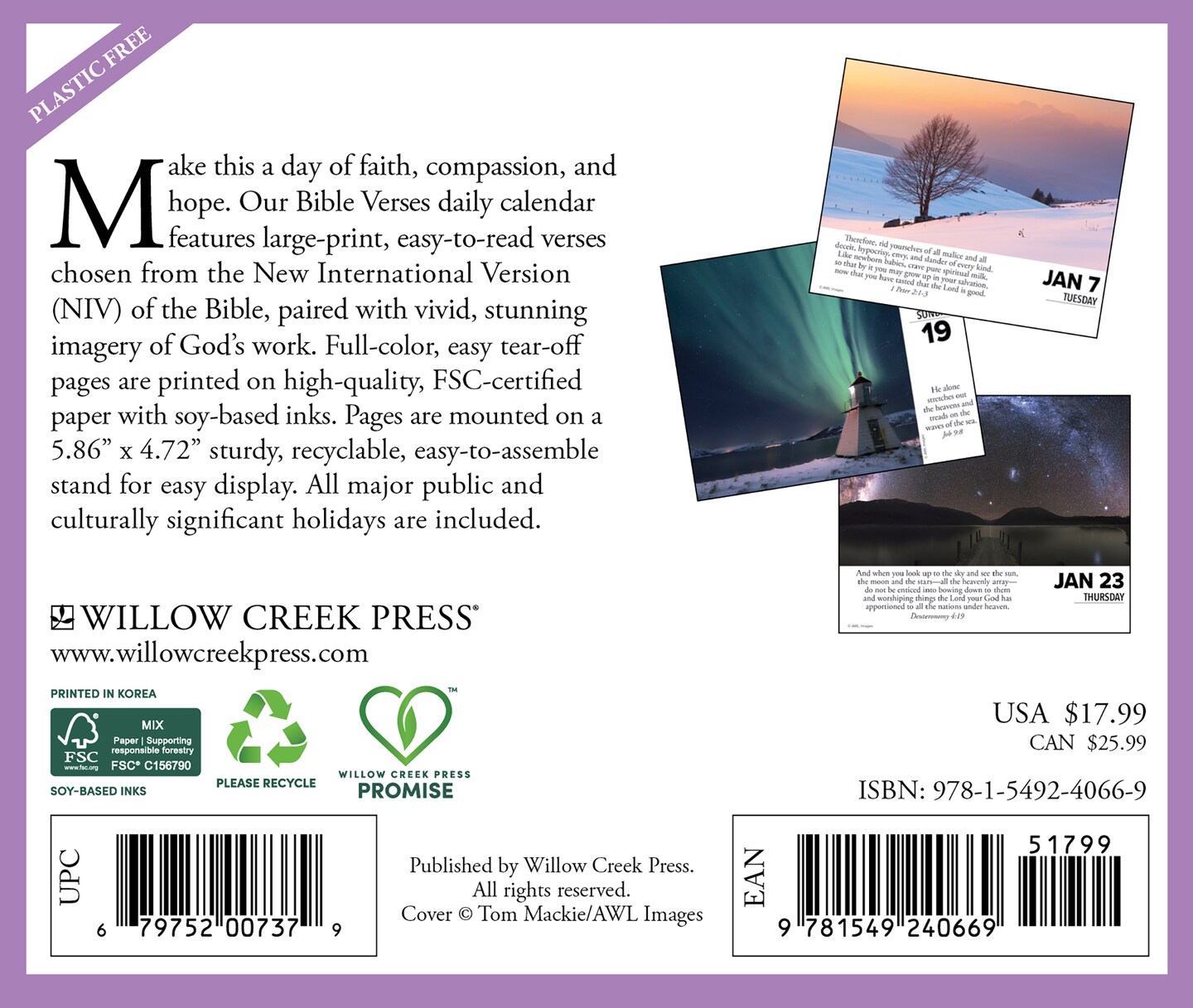 Bible Verses and Psalms 2025 Box Calendar, Daily Desktop