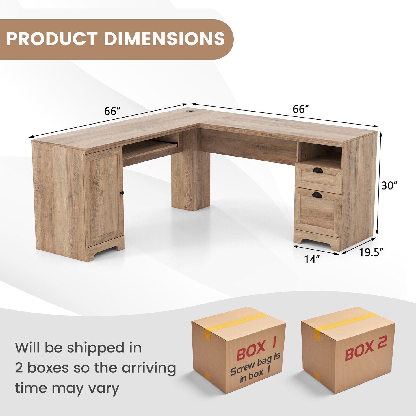 66 Inch L-Shaped Computer Desk