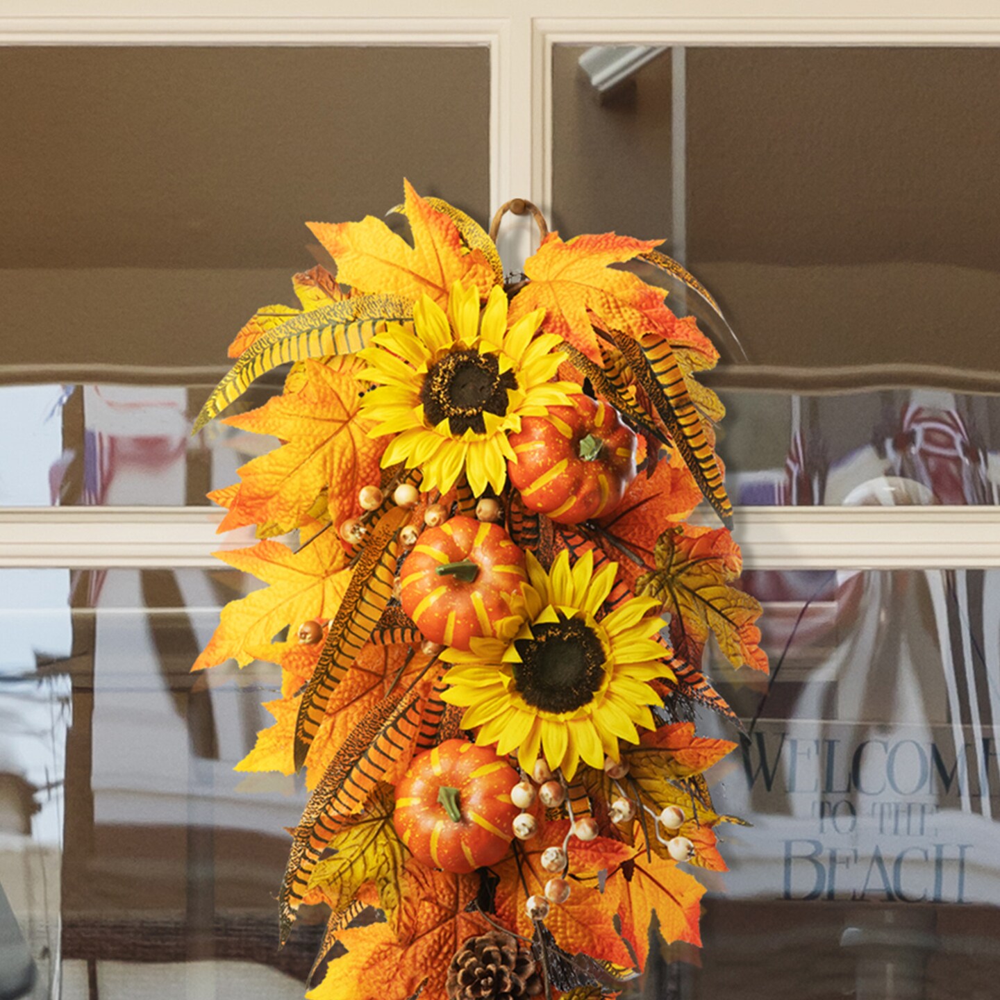 Fall Sunflower Leaf Potted Tree Thanksgiving Porch Decor