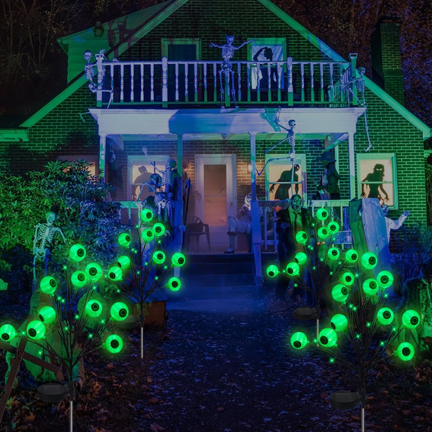 Ohwewant 2 Packs Solar Halloween Stake Lights for Outdoor Halloween Decorations, 2 Modes Scary Eyeball Solar Halloween Pathway Lights, Waterproof Outdoor Halloween Decor Lights for Yard Patio Pathway