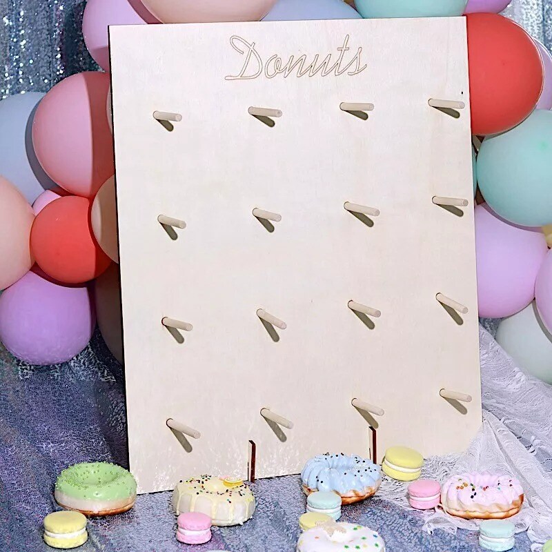 19" Natural Rectangle Wood Board Donut Wall DISPLAY STANDS Party Decorations