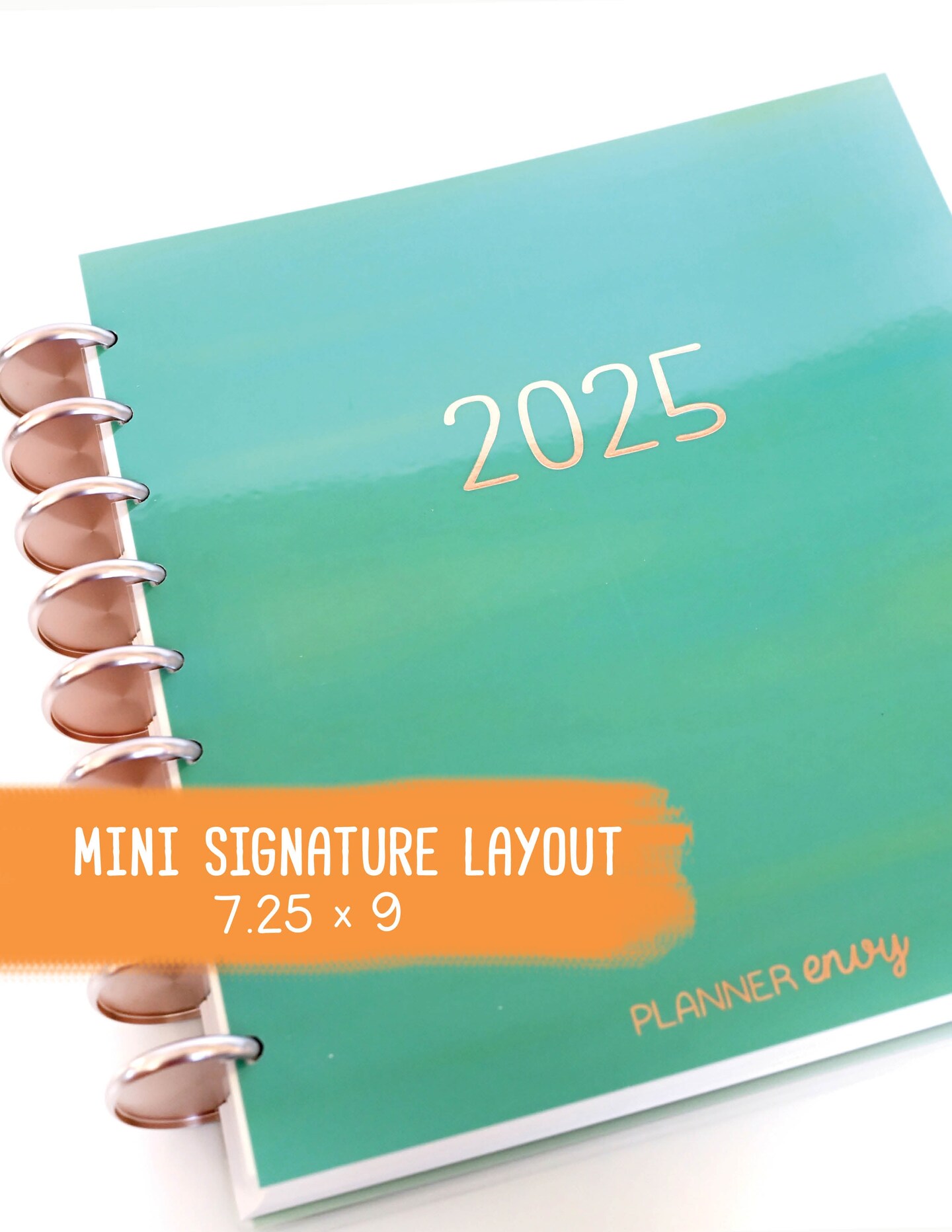 2025 Planner - Mini Signature Layout, Disc Bound - &#x22;Teal Strokes&#x22; (#1102)